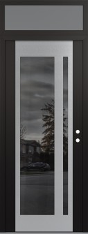 Diamond C15 36" x 96" black/black mirrored Glass Panel stainless steel LHI with Transom frosted Glass
