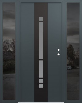 DIAMOND A3 68" X 80" ANTHRACITE/ANTHRACITE FROSTED GLASS PANEL BLACK LHI WITH 2 SIDELITES MIRRORED GLASS