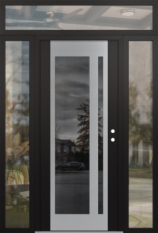 Diamond C15 68" x 96" black/black mirrored Glass Panel stainless steel LHI with 2 Sidelites and Transom clear Glass