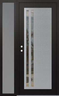 Diamond C6 48" x 80" black/black clear Glass Panel stainless steel RHI with Sidelite frosted Glass