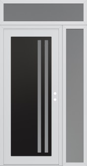 Diamond C6 48" x 96" white/white frosted Glass Panel black LHI with Sidelite and Transom frosted Glass