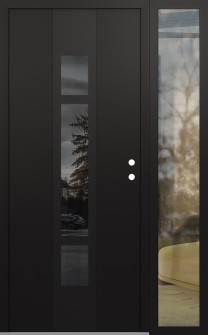 DIAMOND A9 50" X 80" BLACK/BLACK MIRRORED GLASS PANEL BLACK LHI WITH SIDELITE CLEAR GLASS