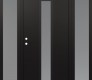 Modern Steel Front Door DIAMOND A11 64" X 80" BLACK/WHITE FROSTED GLASS PANEL BLACK RHI WITH 2 SIDELITES FROSTED GLASS