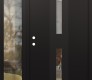 Modern Steel Front Door DIAMOND A6 52" X 80" BLACK/BLACK CLEAR GLASS PANEL BLACK RHI WITH SIDELITE CLEAR GLASS