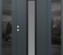 Modern Steel Front Door DIAMOND A11 60" X 80" ANTHRACITE/ANTHRACITE FROSTED GLASS PANEL BLACK RHI WITH 2 SIDELITES MIRRORED GLASS