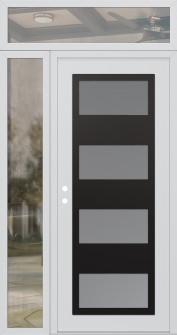 Diamond C2 48" x 96" white/white frosted Glass Panel black RHI with Sidelite and Transom clear Glass