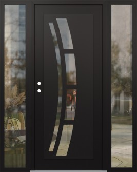 Diamond C12 60" x 80" black/black clear Glass Panel black RHI with 2 Sidelites clear Glass