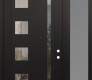 Modern Steel Front Door Diamond C3 50" x 96" black/black clear Glass Panel black LHI with Sidelite and Transom frosted Glass