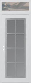 Diamond C16 36" x 96" white/white frosted Glass Panel stainless steel RHI with Transom clear Glass