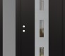 Modern Steel Front Door DIAMOND A7 50" X 80" BLACK/BLACK CLEAR GLASS PANEL STAINLESS STEEL RHI WITH SIDELITE FROSTED GLASS
