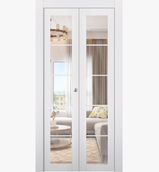 Smart Pro 5 Lite Clear Vetro Polar White Bi-folding doors