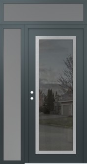 Diamond C1 52" x 96" anthracite/anthracite mirrored Glass Panel stainless steel RHI with Sidelite and Transom frosted Glass