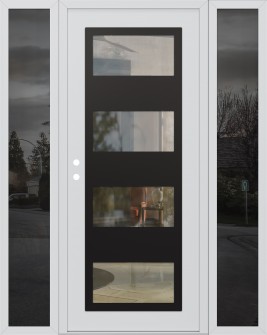 Diamond C2 60" x 80" white/white clear Glass Panel black RHI with 2 Sidelites mirrored Glass