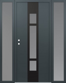 DIAMOND A9 68" X 80" ANTHRACITE/ANTHRACITE FROSTED GLASS PANEL BLACK RHI WITH 2 SIDELITES FROSTED GLASS