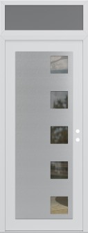 Diamond C5 36" x 96" white/white clear Glass Panel stainless steel LHI with Transom frosted Glass