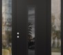 Modern Steel Front Door DIAMOND A11 68" X 96" BLACK/BLACK MIRRORED GLASS PANEL BLACK RHI WITH 2 SIDELITES AND TRANSOM CLEAR GLASS