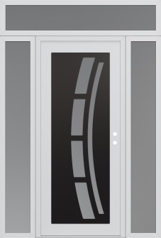 Diamond C12 68" x 96" white/white frosted Glass Panel black LHI with 2 Sidelites and Transom frosted Glass