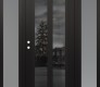 Modern Steel Front Door Diamond C14 60" x 80" black/black mirrored Glass Panel black RHI with 2 Sidelites frosted Glass
