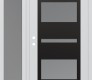 Modern Steel Front Door Diamond C10 50" x 80" white/white frosted Glass Panel black RHI with Sidelite frosted Glass
