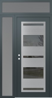 Diamond C10 48" x 96" anthracite/anthracite mirrored Glass Panel stainless steel RHI with Sidelite and Transom frosted Glass