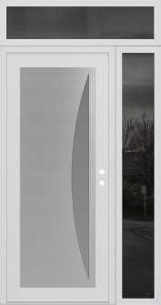 Diamond C13 48" x 96" white/white frosted Glass Panel stainless steel LHI with Sidelite and Transom mirrored Glass