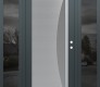 Modern Steel Front Door Diamond C13 64" x 80" anthracite/anthracite frosted Glass Panel stainless steel LHI with 2 Sidelites mirrored Glass
