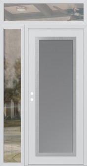 Diamond C1 48" x 96" white/white frosted Glass Panel stainless steel RHI with Sidelite and Transom clear Glass