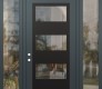 Modern Steel Front Door Diamond C2 64" x 96" anthracite/anthracite clear Glass Panel black RHI with 2 Sidelites and Transom clear Glass