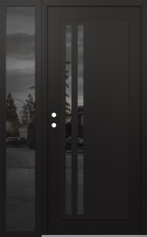 Diamond C6 52" x 80" black/black mirrored Glass Panel black RHI with Sidelite mirrored Glass