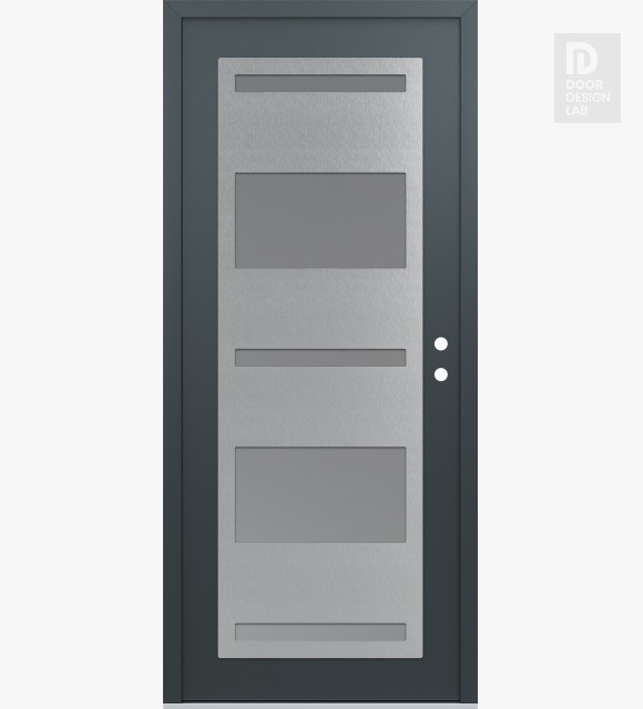 Modern Steel Front Door Diamond C10 36" x 80" anthracite/anthracite frosted Glass Panel stainless steel LHI