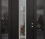 Modern Steel Front Door DIAMOND A9 68" X 96" BLACK/BLACK CLEAR GLASS PANEL STAINLESS STEEL LHI WITH 2 SIDELITES AND TRANSOM MIRRORED GLASS