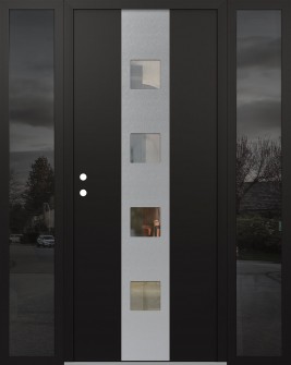 DIAMOND A12 64" X 80" BLACK/BLACK CLEAR GLASS PANEL STAINLESS STEEL RHI WITH 2 SIDELITES MIRRORED GLASS