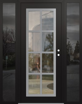 Diamond C16 64" x 80" black/black clear Glass Panel stainless steel LHI with 2 Sidelites mirrored Glass