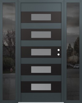 Diamond D5 64" x 80" anthracite/anthracite frosted Glass Panel black LHI with 2 Sidelites mirrored Glass