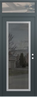 Diamond C1 36" x 96" anthracite/anthracite mirrored Glass Panel stainless steel LHI with Transom clear Glass