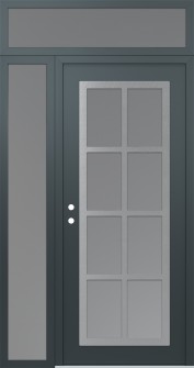 Diamond C16 52" x 96" anthracite/anthracite frosted Glass Panel stainless steel RHI with Sidelite and Transom frosted Glass