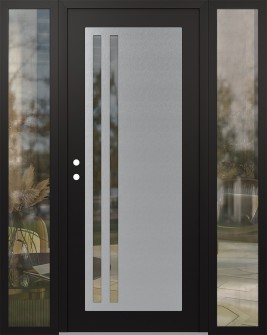 Diamond C6 60" x 80" black/black clear Glass Panel stainless steel RHI with 2 Sidelites clear Glass