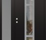 Modern Steel Front Door DIAMOND A9 52" X 80" BLACK/BLACK CLEAR GLASS PANEL STAINLESS STEEL RHI WITH SIDELITE FROSTED GLASS