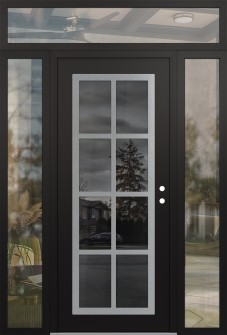 Diamond C16 64" x 96" black/black mirrored Glass Panel stainless steel LHI with 2 Sidelites and Transom clear Glass