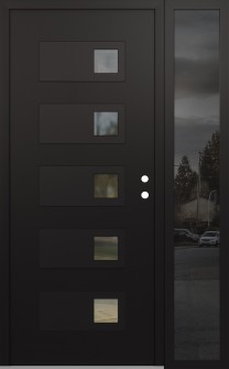 Diamond D2 50" x 80" black/black clear Glass Panel black LHI with Sidelite mirrored Glass