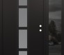 Modern Steel Front Door DIAMOND A10 50" X 80" BLACK/WHITE FROSTED GLASS PANEL BLACK LHI WITH SIDELITE MIRRORED GLASS