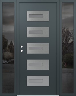 Diamond D6 60" x 80" anthracite/anthracite frosted Glass Panel stainless steel RHI with 2 Sidelites mirrored Glass