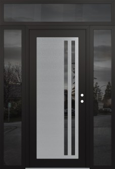 Diamond C6 68" x 96" black/black mirrored Glass Panel stainless steel LHI with 2 Sidelites and Transom mirrored Glass