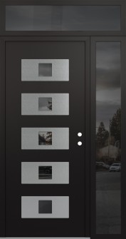 Diamond D8 48" x 96" black/black mirrored Glass Panel stainless steel LHI with Sidelite and Transom mirrored Glass