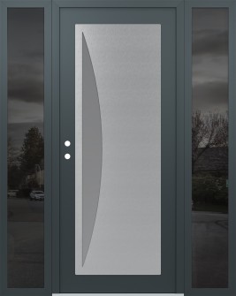 Diamond C13 60" x 80" anthracite/anthracite frosted Glass Panel stainless steel RHI with 2 Sidelites mirrored Glass