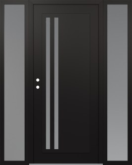 Diamond C6 60" x 80" black/white frosted Glass Panel black RHI with 2 Sidelites frosted Glass