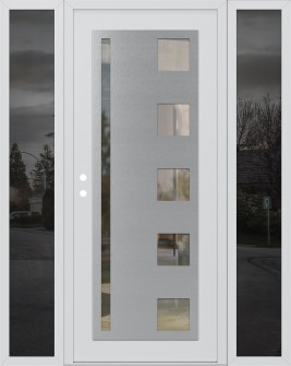 Diamond C3 64" x 80" white/white clear Glass Panel stainless steel RHI with 2 Sidelites mirrored Glass