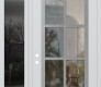 Modern Steel Front Door Diamond C16 52" x 96" white/white clear Glass Panel stainless steel RHI with Sidelite and Transom mirrored Glass