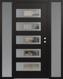 Diamond D3 68" x 80" black/black clear Glass Panel stainless steel LHI with 2 Sidelites frosted Glass