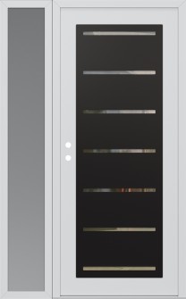 Diamond C11 50" x 80" white/white clear Glass Panel black RHI with Sidelite frosted Glass